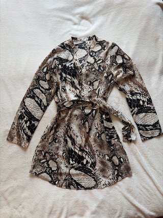 Abito pitonato beige e marrone