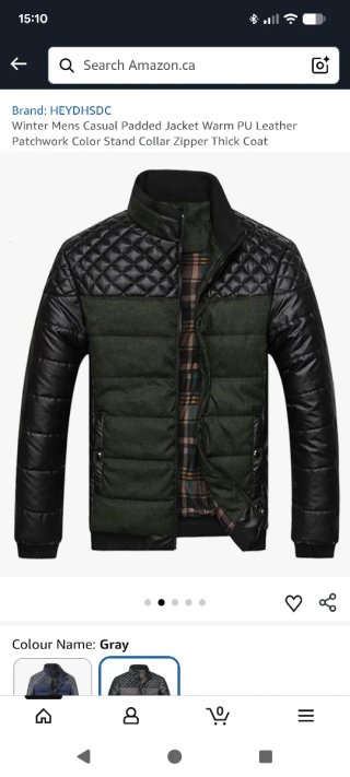Chaqueta acolchada hombre verde y negra