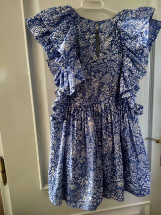 Vestido Zara floral azul y blanco