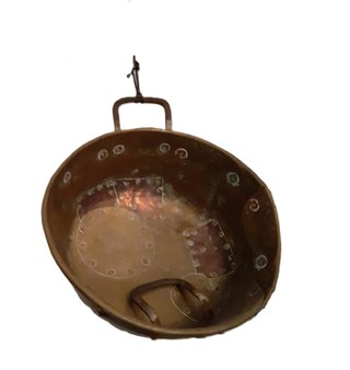 Pentola in ottone e caldaia in rame anni 1860-1870