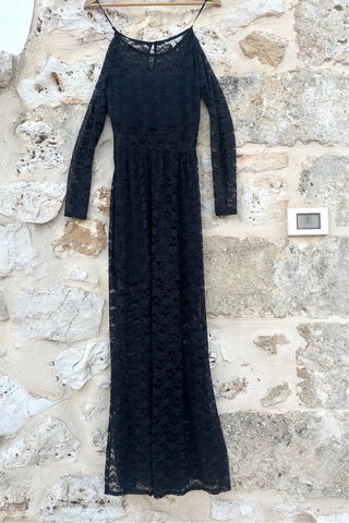 Abito lungo in pizzo nero taglia XS