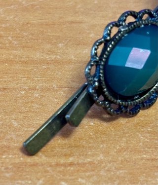 Pasador Pelo Vintage Bronce y Gemas Turquesa 1982