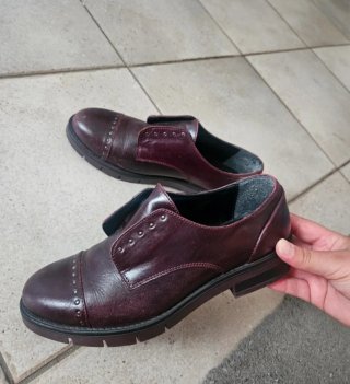 Mocassini donna pelle bordeaux flessibile
