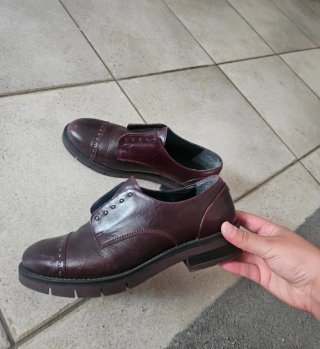 Mocassini donna pelle bordeaux flessibile