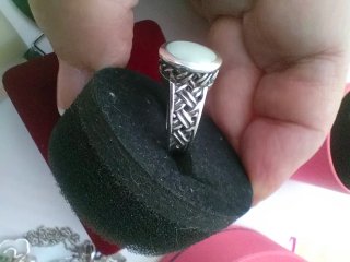 Anillo Grueso de Plata y Nacar