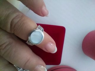 Anillo Grueso de Plata y Nacar