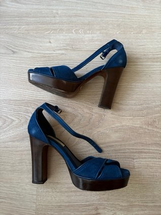 Sandalias Uterqüe Azul Tacon