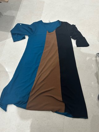 Vestido XL Patchwork Azul Negro Marrón