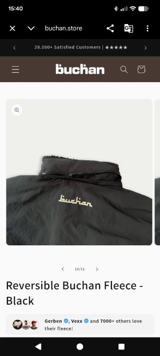 Chaqueta Reversible Buchan Fleece Negra/Gris