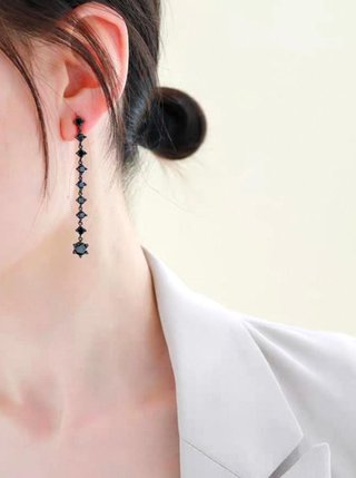 Pendientes largos con cristales negros
