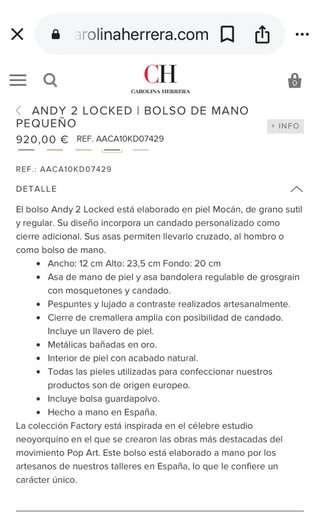 Bolso Carolina Herrera Andy 2 sin estrenar