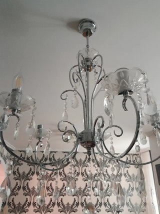 Lámpara de salón de metal y cristal