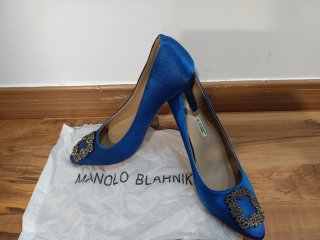 Manolo Blahnik Zapatos Tacón Azul Joyas