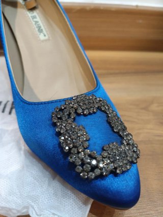 Manolo Blahnik Zapatos Tacón Azul Joyas