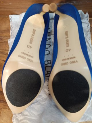 Manolo Blahnik Zapatos Tacón Azul Joyas