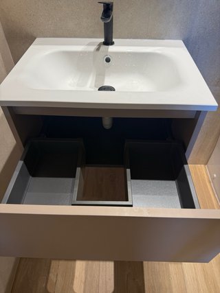 Mueble de lavabo suspendido beige 60x46x32 de alto