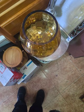Copa de cristal Arques vintage ámbar