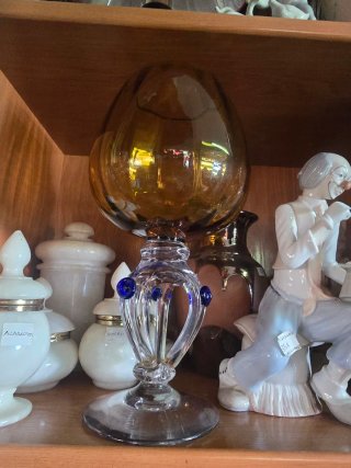 Copa de cristal Arques vintage ámbar