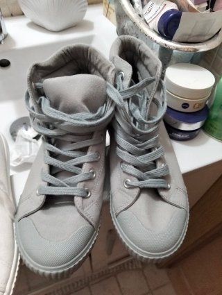 Botines de Lona con puntera estrecha , blanco y gr