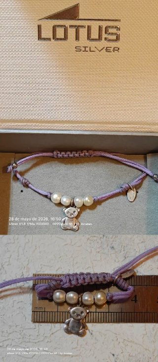 Pulsera Lotus Silver Plata 925 Oso Perlas