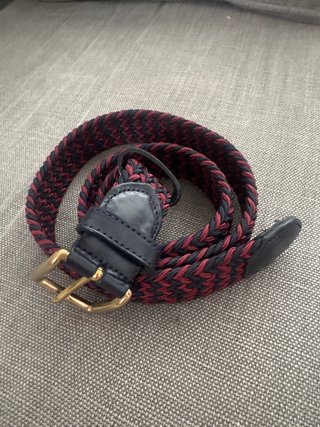 Cinturón trenzado hombre negro y rojo T 100
