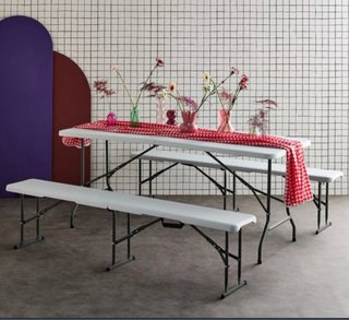 Mesa y 2 bancos plegables picnic