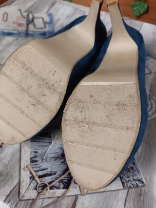 Scarpe Camoscio Blu Tacco