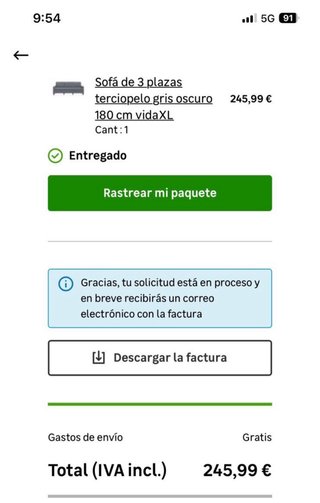 Sofá 3 plazas gris oscuro (5 meses)