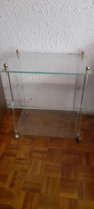 Estantería auxiliar cristal y metal con ruedas