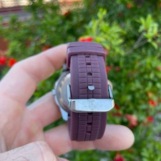 Orologio di Lusso con Cinturino in Silicone Marrone Cioccolato