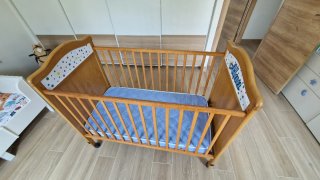 Cuna de madera grande + colchón muelles