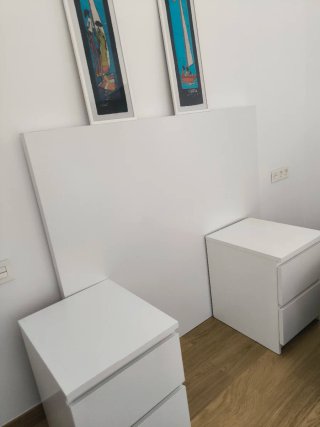 Cabecero y 2 Mesitas Noche MALM Ikea Blancas