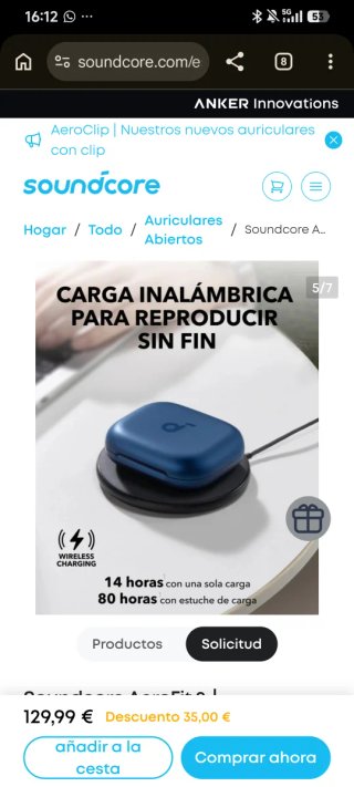 Soundcore AeroFit 2 Azul + Funda silicona (regalo)
