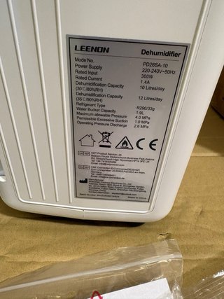 Deumidificatore Leenon 12L Bianco