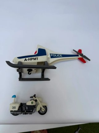 Playmobil helicóptero y moto policía
