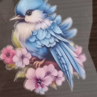 Transfer DTF pájaro azul flores