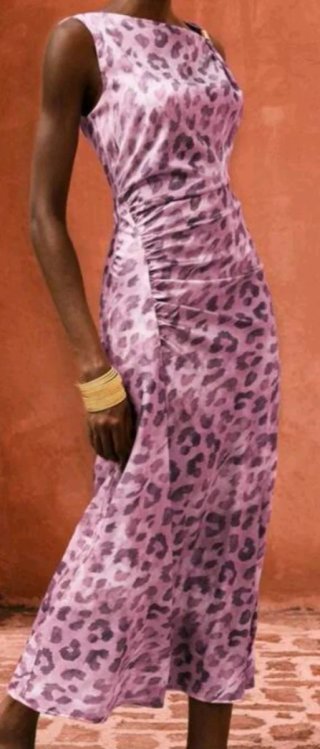 Vestido estampado leopardo rosa y morado