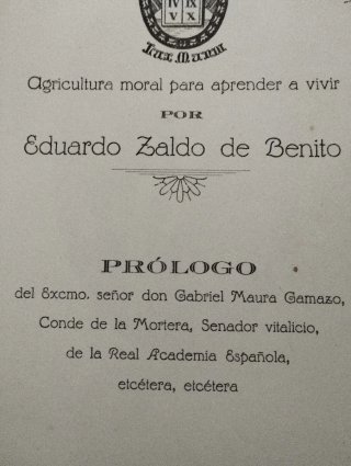 Libro antiguo Agricultura Moral 1927