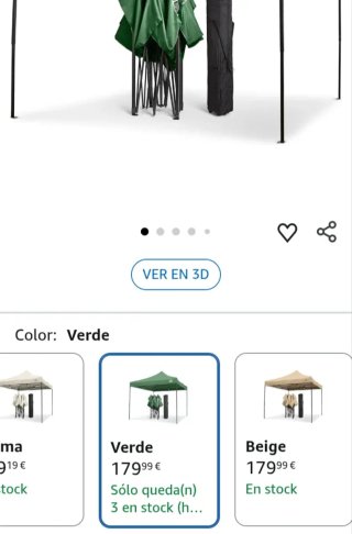 Carpa 3x3m Impermeable Verde plegable All Seasons