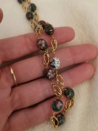 Collar vintage bolitas orientales chapado oro