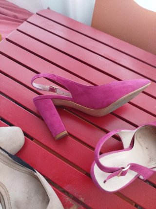Zapatos tacón ancho fucsia
