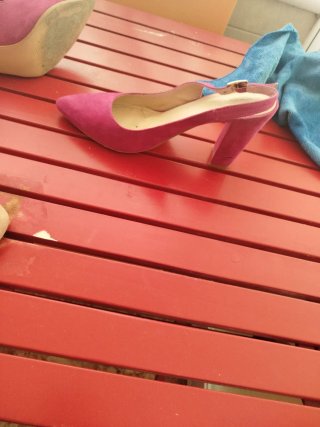 Zapatos tacón ancho fucsia