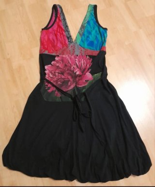 Vestido Desigual Negro Multicolor