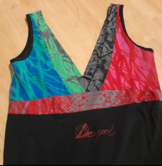 Vestido Desigual Negro Multicolor