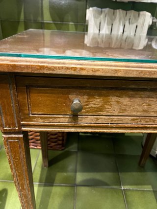 Mesa mesita madera y cristal