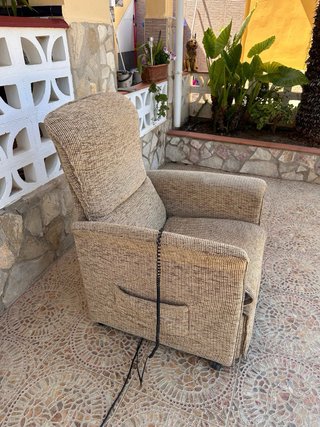 Sofá reclinable eléctrico beige/marrón