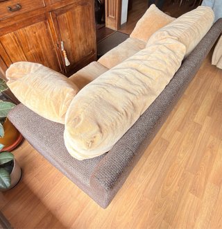 Sofá Cama de 2 plazas tela beige y marrón
