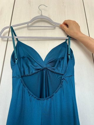 Vestido largo graduación/boda azul verdoso