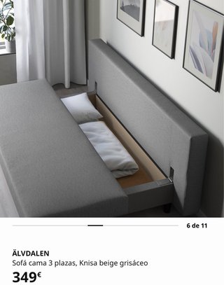 ÄLVDALEN Sofá Cama 3 Plazas Grisáceo