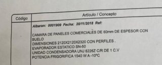 Cámara frigorífica modular Medidas: 2120×2120×2320